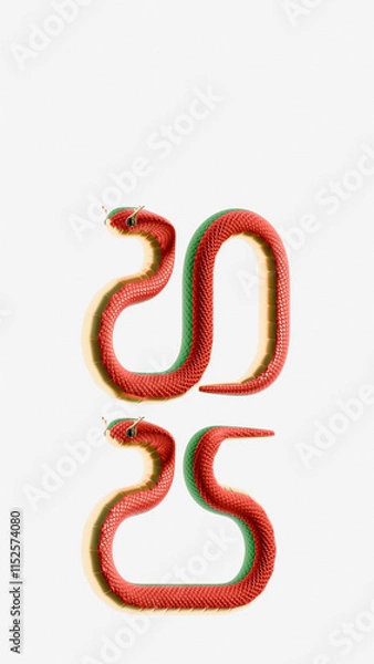 Fototapeta 2025 Chinese New Year Of Serpent Right View Vertical Composition 3D Render Illustration