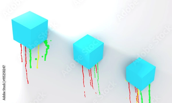 Fototapeta Blue Cubes bleeding