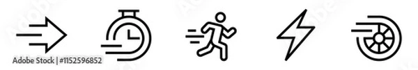 Obraz Motion and speed icon set. Dynamism, race, energy, fast, agile