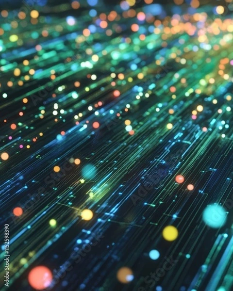 Fototapeta A vibrant display of colorful particles and lines, suggesting movement and energy.