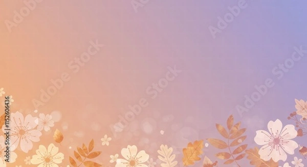 Fototapeta Floral Gradient Background: Soft, romantic, and ethereal, this delicate floral gradient background exudes a sense of serenity and tranquility. Perfect for wedding invitations, feminine branding.