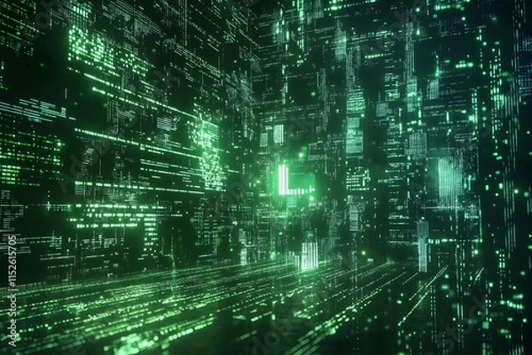 Fototapeta Three-Dimensional Digital Data Stream Visualization