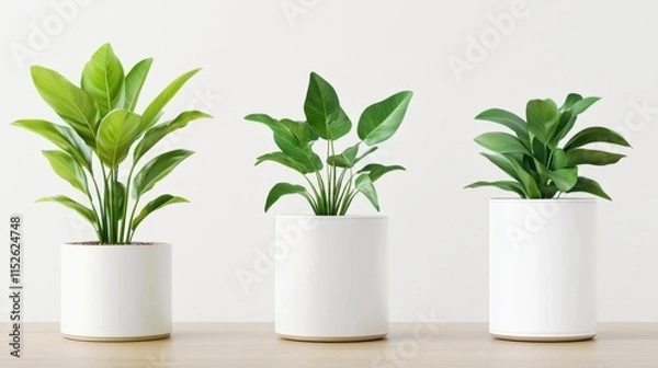 Fototapeta Sustainable Air Purifying Plants in Modern Minimalist Bins for Clean Indoor Environment