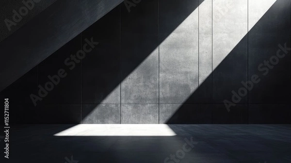 Fototapeta A black background having diagonal lines in a minimalist manner, with dark gray accents. High contrast, geometric shadows, and a tilted view, suitable for posters, wallpapers, and packaging.