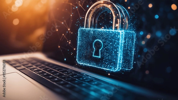 Fototapeta Cyber security concept ,computer network and communication,System administrator working in laptop for develop software of data protection reduce the vulnerability in their network