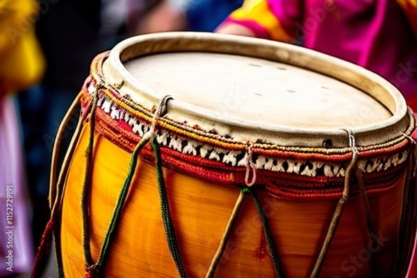 Obraz baisakhi dhol a close up shot of the traditional dhol drum durin