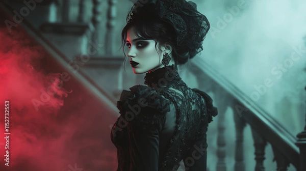 Obraz Victorian Gothic Elegance on a Staircase