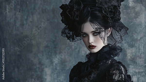 Fototapeta Gothic Elegance in Black Lace