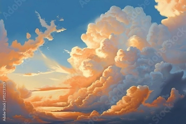 Obraz clouds descending from the sky a majestic illustration of big fl