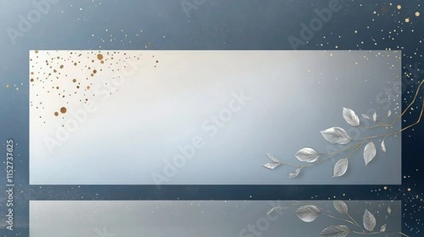 Fototapeta A refined composition with a rectangular metallic surface transitioning from a pearl white gradient at the top to a soft gray at the bottom. 