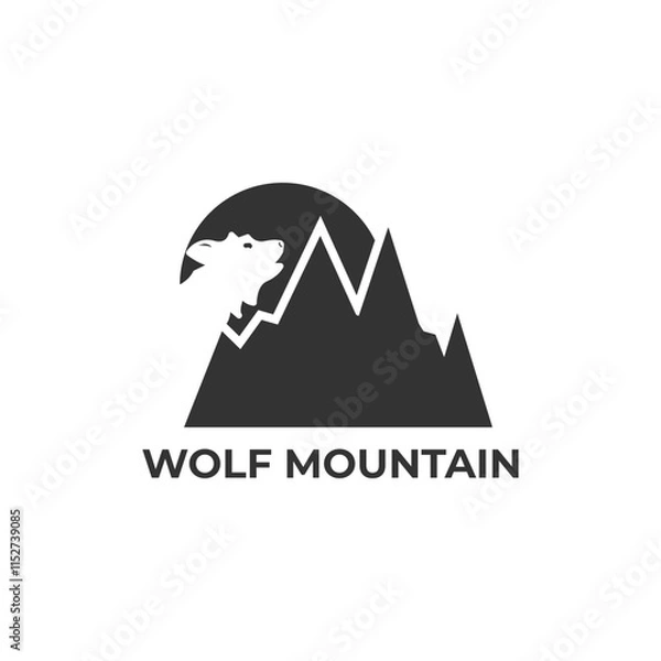 Obraz Negative space Wolf Mountain Logo