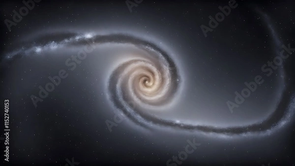 Obraz A minimalist Milky Way, depicted with scattered soft dots in a spiral pattern on a dark canvas.