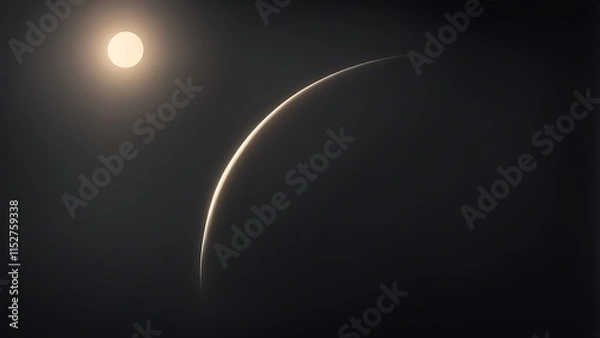 Obraz A subtle arc of a planet’s surface lit by a soft crescent of light from the sun.