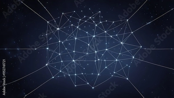 Fototapeta A geometric constellation drawn with thin, connected lines and glowing dots representing stars.