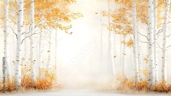 Fototapeta Autumn leaves falling in tranquil forest nature scene serene environment dreamy viewpoint