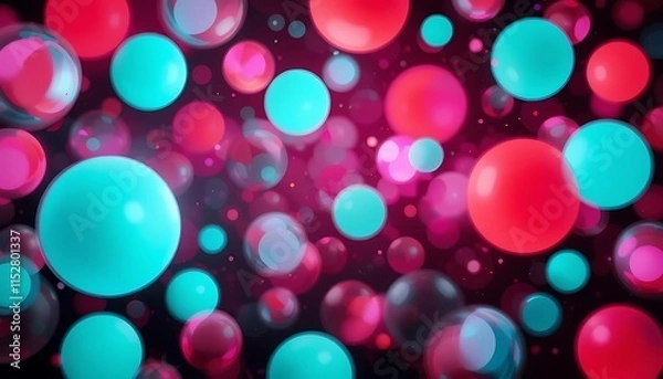 Fototapeta Abstract Background with Pink and Teal Spheres