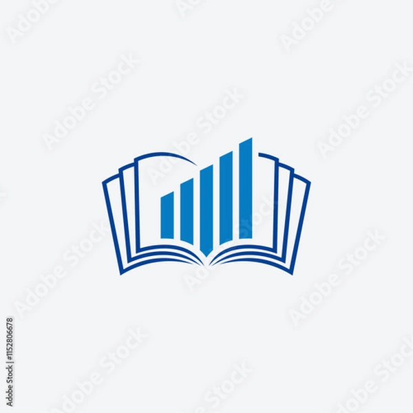 Obraz Minimalist Book with Financial Statistics Business Chart Bar Diagram logo design