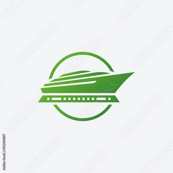 Fototapeta Minimalist Modern Ship Boat Yacht on Sea Ocean Logo design