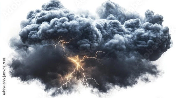 Obraz Dark storm clouds with lightning, conveying a dramatic weather scene.