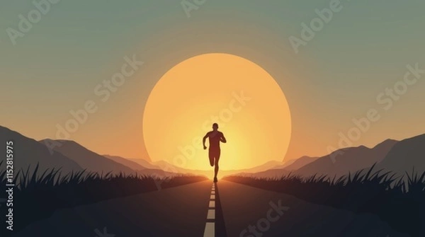 Obraz runner silhouette on an empty road