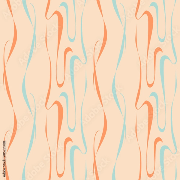 Fototapeta Peach pattern with waves and curls