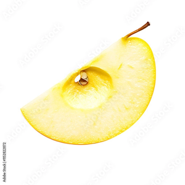 Fototapeta yellow Apple slice isolated on white background, full depth of field 