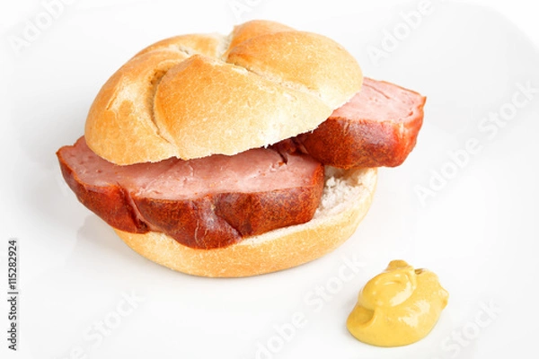 Obraz Leberkäse in der Semmel