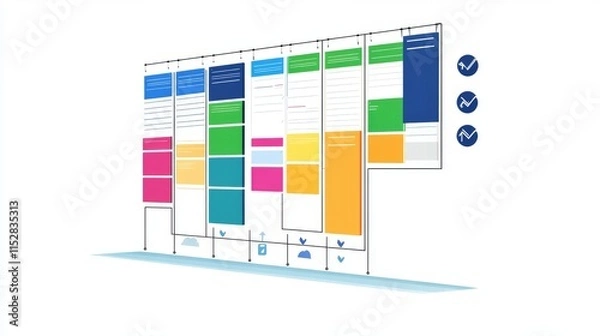 Obraz Kanban software development outline concept Agile visual project management method Teamwork Project management framework methodology Strategy for precise and effective coding task Vector illustration