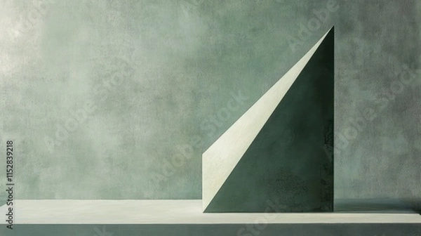 Fototapeta A minimalist geometric sculpture on a textured surface, emphasizing form and shadow.