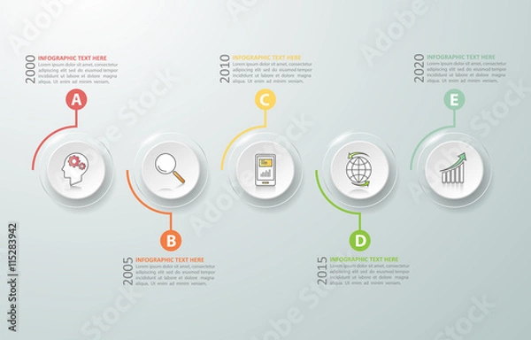 Obraz Timeline infographic 5 options,  Business concept infographic template