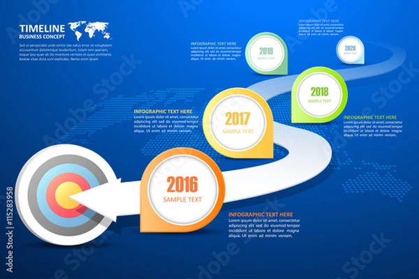 Obraz Business timeline infographic template can be used for workflow, layout, diagram.