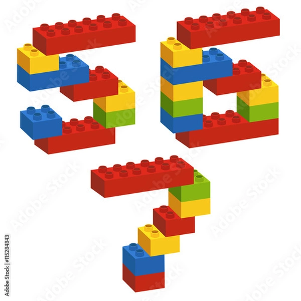 Fototapeta set of numbers from constructor from 5 to 7 - vector illustration, eps