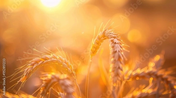 Fototapeta Golden Wheat in the Setting Sun