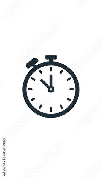 Fototapeta “Icon of a Clock” – A simple clock face icon with bold lines, representing time, deadlines, or schedules, on a white background.
