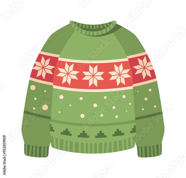 Fototapeta Wool knitting winter sweater vector illustration