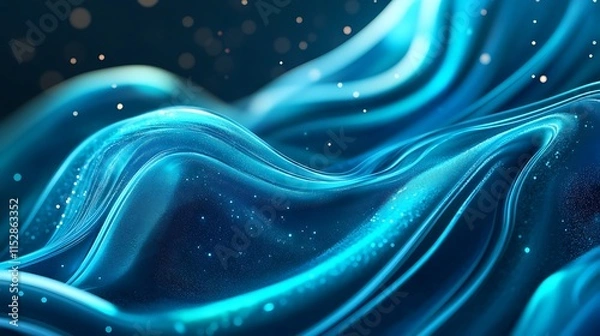 Fototapeta Stunning 3D Render: Vibrant Blue Abstract Waves Flowing Elegantly. AI Generated
