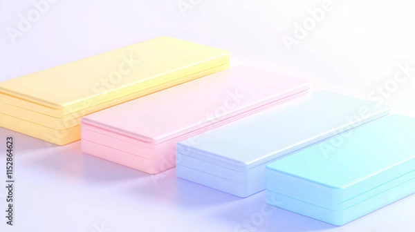 Obraz Pastel Boxes Arranged in Ascending Order, Showing a Gradient of Colors from Yellow to Light Blue.