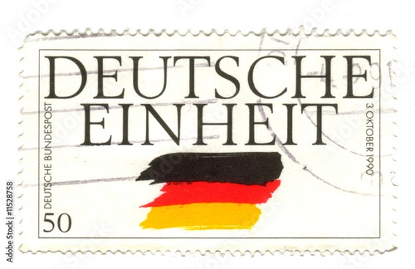 Obraz Old canceled german stamp with flag