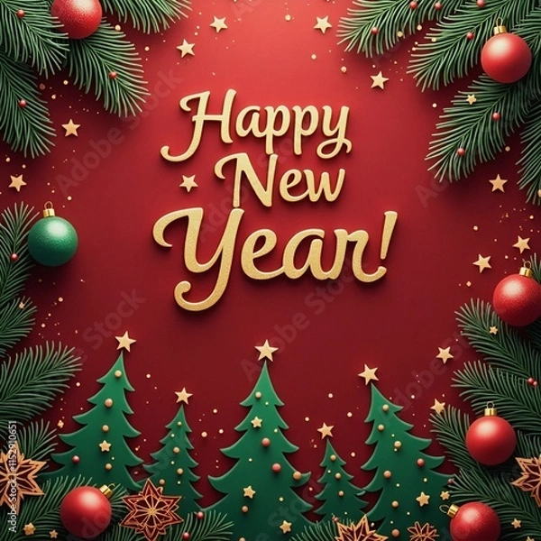 Obraz happy new year 2025 greeting card with christmas vibe