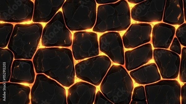 Obraz Glowing Lava Rock Texture Seamless Pattern Design
