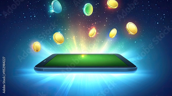 Obraz mobile and money coins win gambling