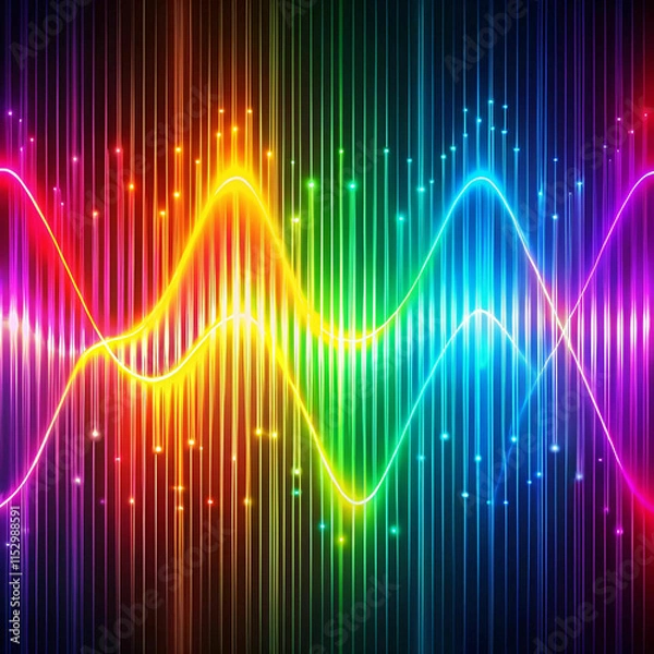 Obraz A vibrant, colorful electrical sound wave with blended