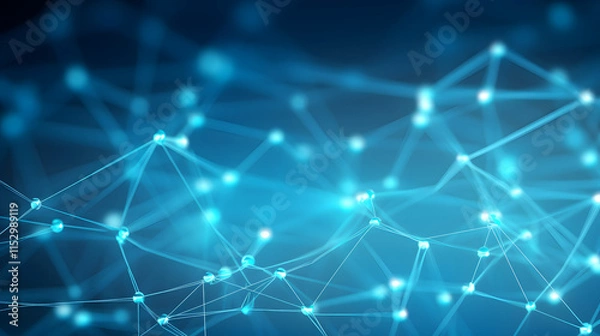 Fototapeta Digital blue network dotted line connection graphics poster background