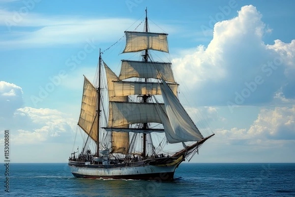 Fototapeta A majestic sailing ship navigating the ocean waters.