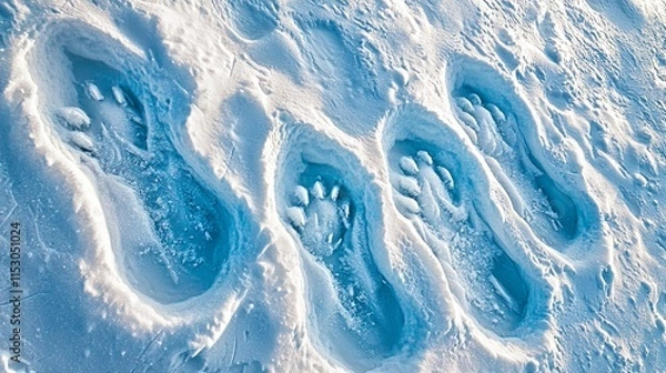 Fototapeta Deep Winter Footprints in Pristine Snowscape