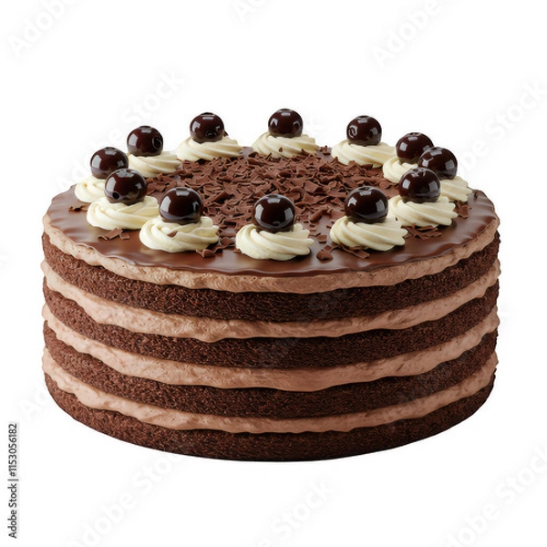 Fototapeta Delicious chocolate layer cake bakery food photography indoor setting close-up view tempting dessert concept