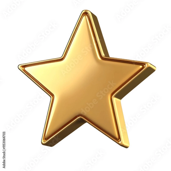 Obraz High-Quality PNG of 3d icon of a golden star Isolated on White Background – High Resolution