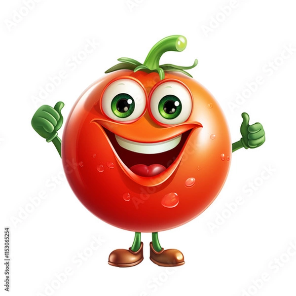 Obraz a cartoon tomato with thumbs up