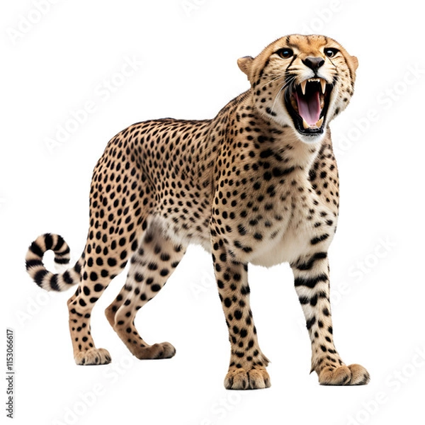 Fototapeta a cheetah with its mouth open