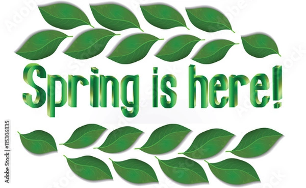 Fototapeta Spring Text with leaves Vector